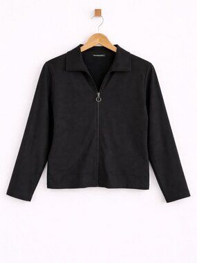 Banana‎ Republic Black Full Zip Collared Knit Sweater Jacket Women's XL